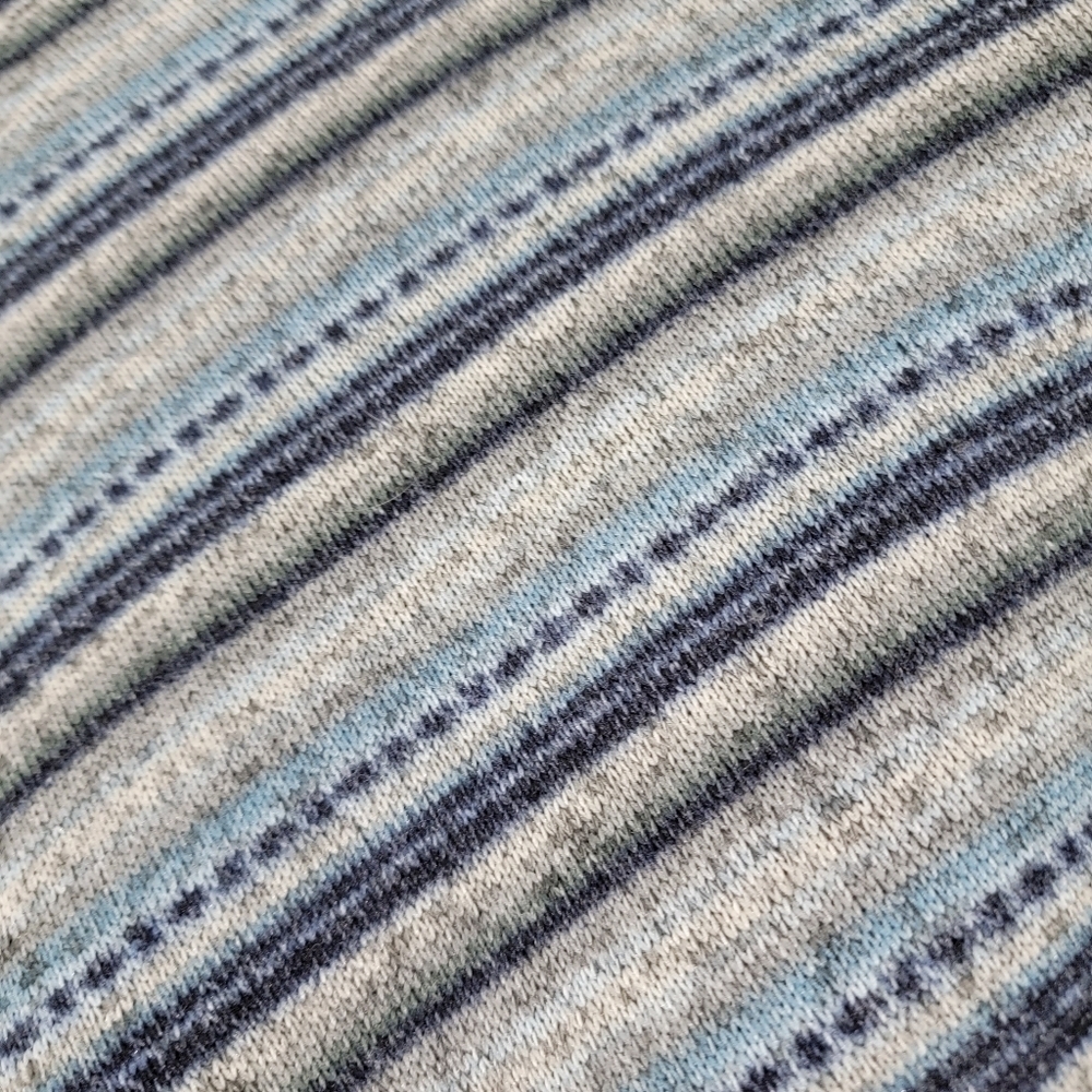 Women's Southwestern Boho Blue/Gray Striped Turtleneck Poncho One Size Fringed - Picture 8 of 10
